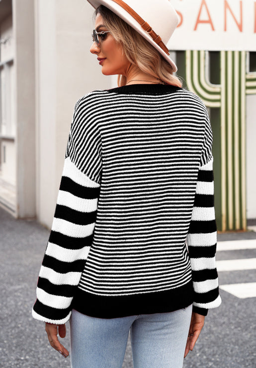 Striped Dropped Shoulder Sweater