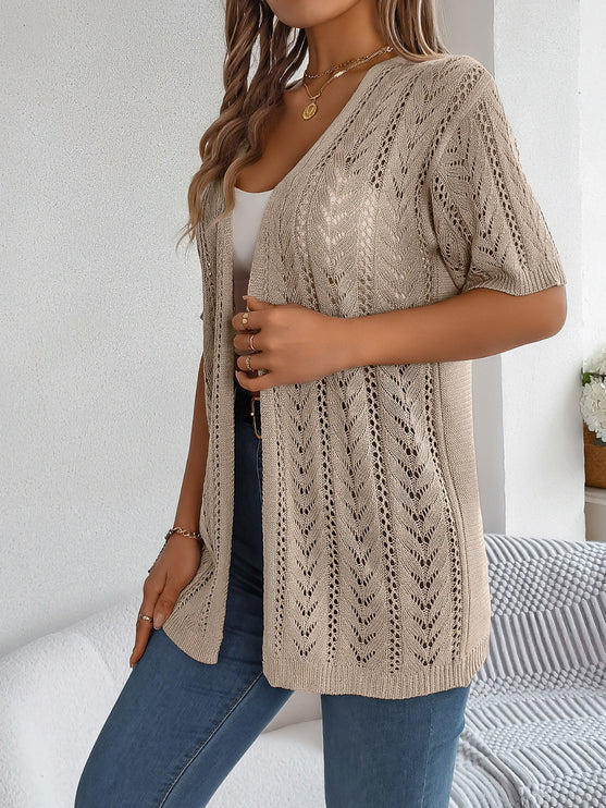 Modish Openwork Half Sleeve Cardigan