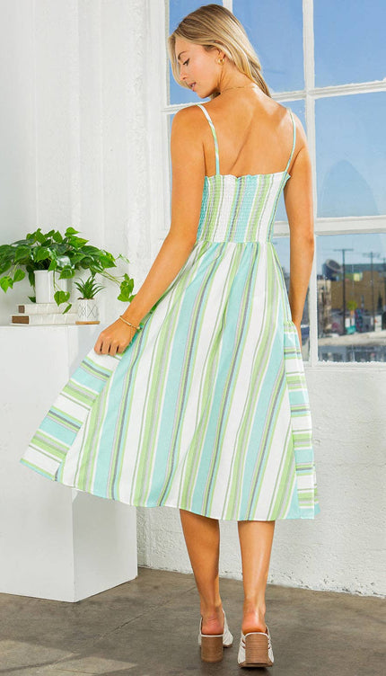 Cut-Out Stripe Dress with Pockets | 4 Colors | Modish