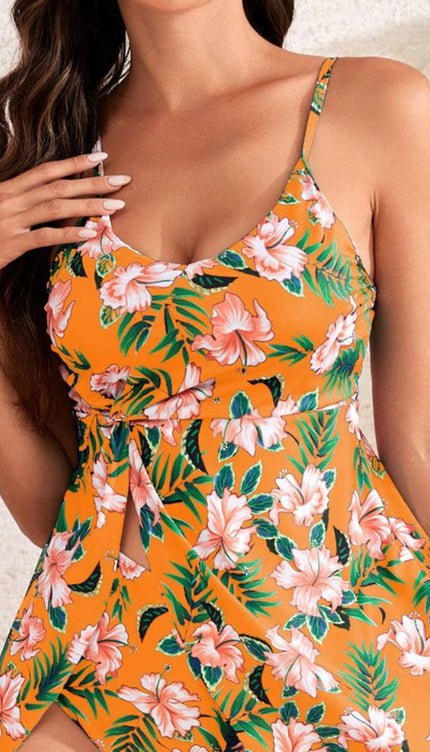 Printed Scoop Neck One-Piece-Modish