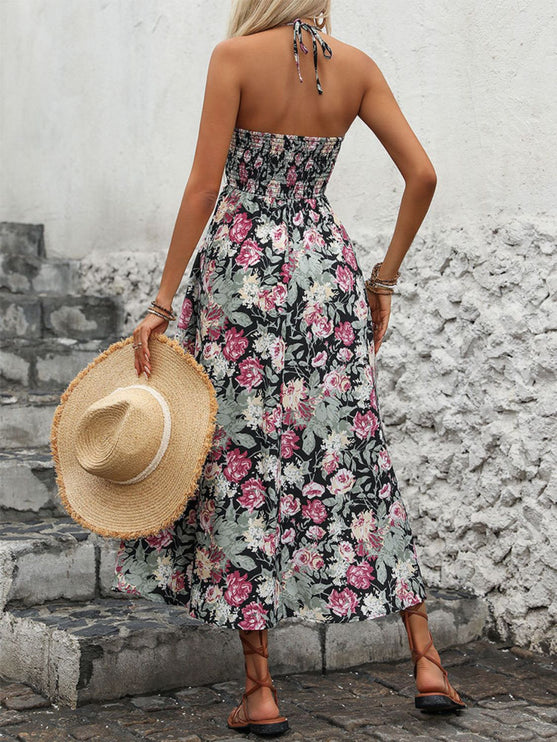 Modish - Modish Print Halter Neck Midi Dress