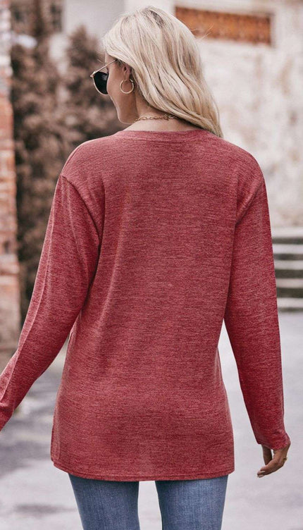 Mandy Notched Neck Long Sleeve Top