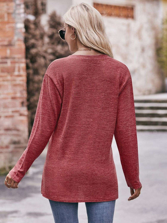 Mandy Notched Neck Long Sleeve Top