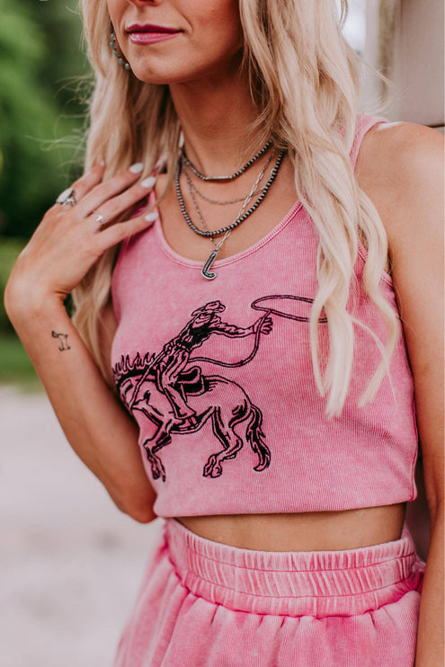Bronc Bustin Weekend 2 Piece Crop Set - Pink