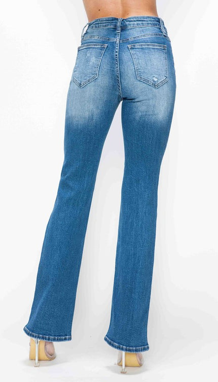 bytos Full Size Distressed High Rise Jeans with Pockets