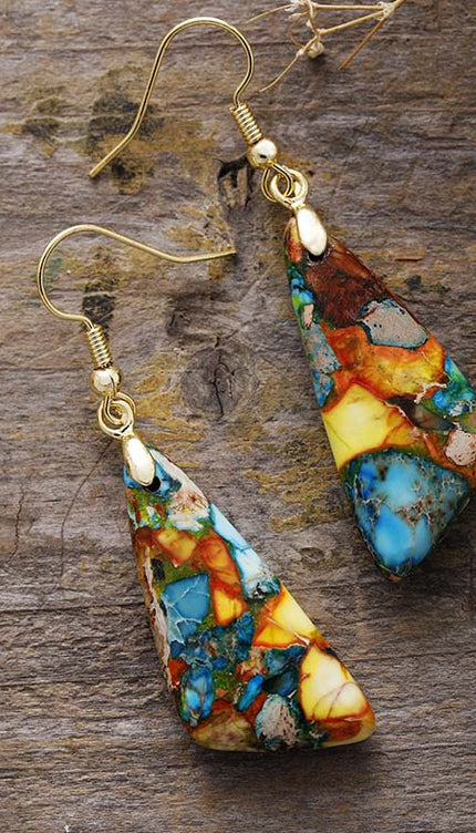 Emperor-Stone Geometric Earrings-Modish