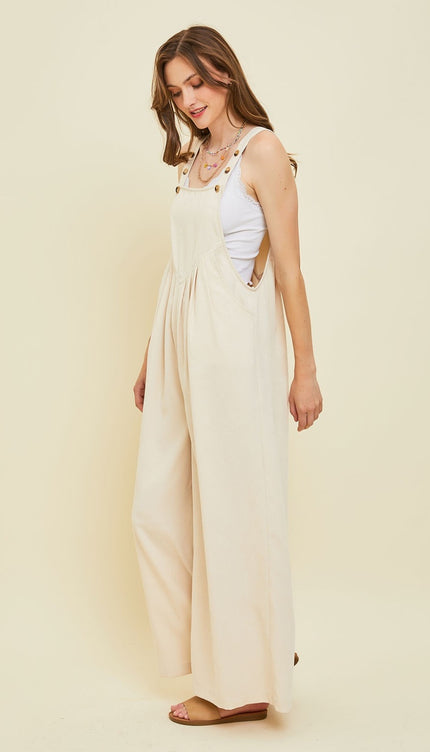 HEYSON Full Size Corduroy Sleeveless Wide-Leg Overall-Modish