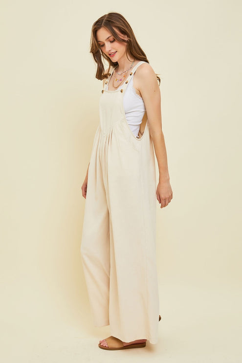 HEYSON Full Size Corduroy Sleeveless Wide-Leg Overall-Modish