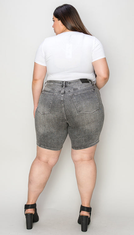 Judy Blue Full Size High Waist Washed Denim Shorts-Modish