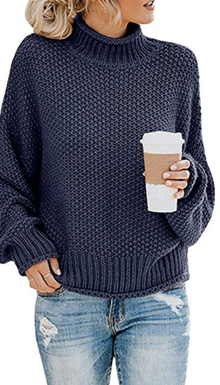 Turtleneck Dropped Shoulder Sweater