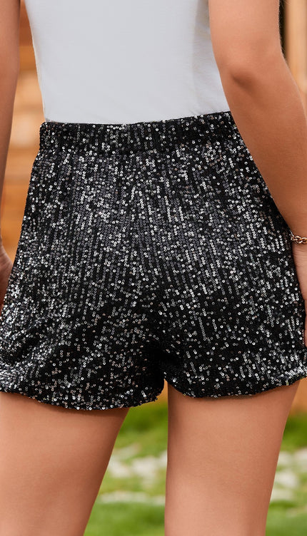 Sequin Elastic Waist Shorts