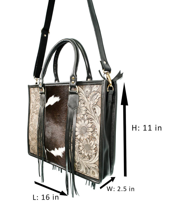 Bonanza leather women's cowhide leather tote crossbody