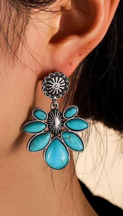 Artificial Turquoise Flower Earrings