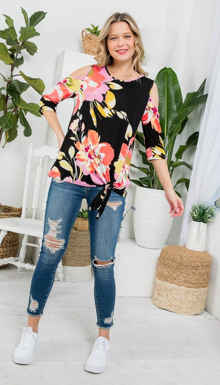 Floral Cold Shoulder Top - Stylish Allover Print | Modish