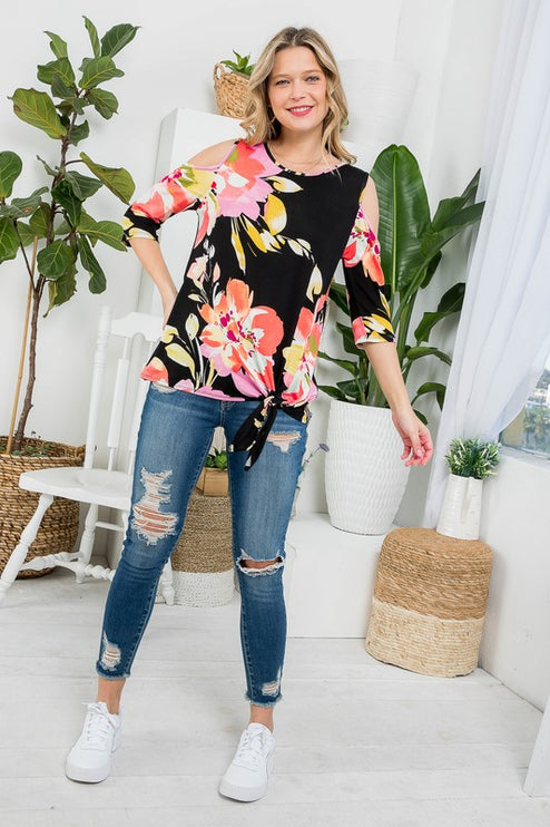 Floral Cold Shoulder Top - Stylish Allover Print | Modish