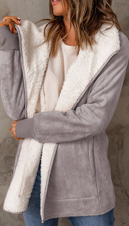 Open Front Long Sleeve Sherpa Jacket