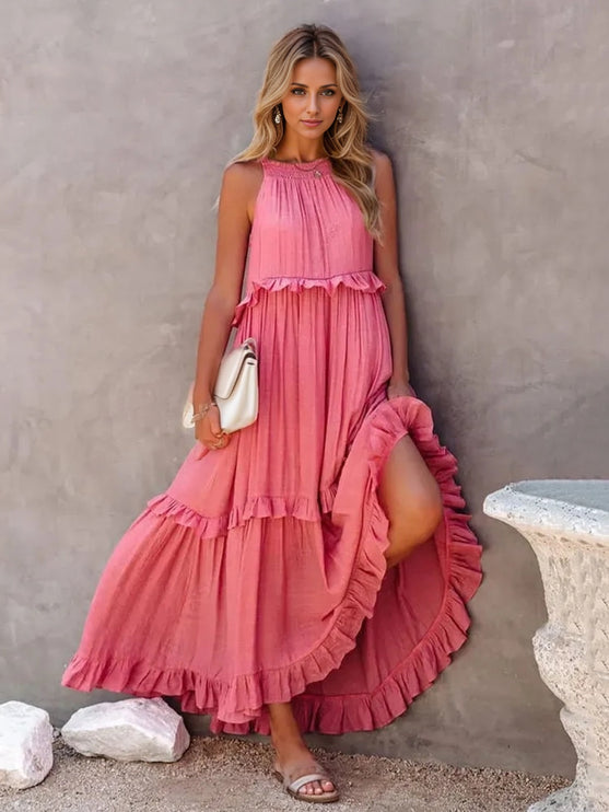 Modish Tiered Maxi Dress with Pockets