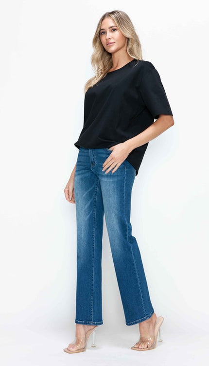 bytos Full Size Cat's Whiskers High Rise Straight Jeans