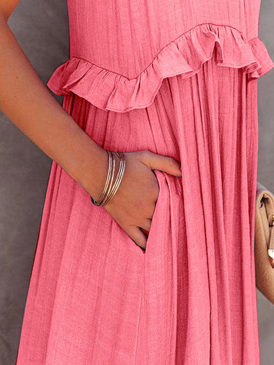 Modish Tiered Maxi Dress with Pockets