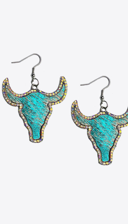 Modish Rhinestone Bull Earrings