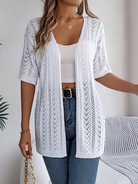 Modish Openwork Half Sleeve Cardigan