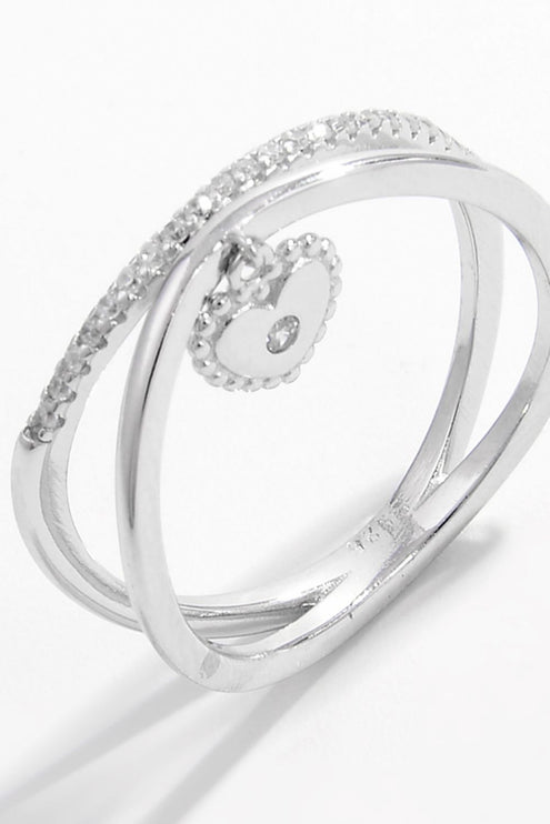 Modish - 925 Sterling Silver Zircon Heart Charm Ring