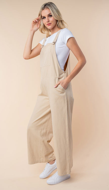 White Birch Sleeveless Wide Leg Jumpsuit-Modish