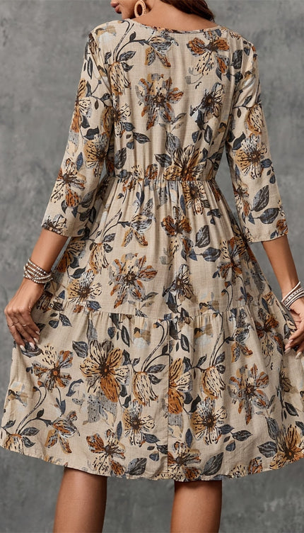 Print three-Quarter Sleeve Dress