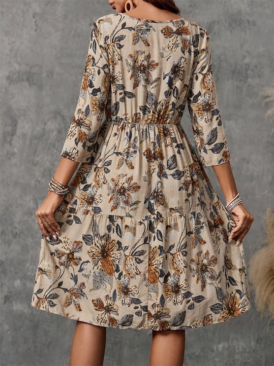 Print three-Quarter Sleeve Dress