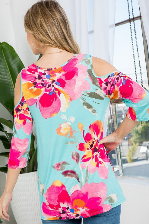 Floral Cold Shoulder Top - Stylish Allover Print | Modish