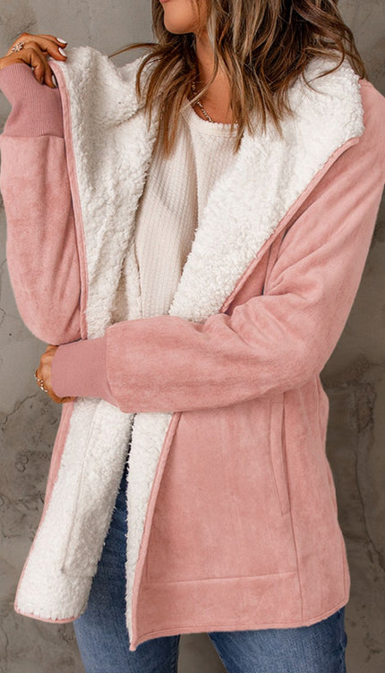 Open Front Long Sleeve Sherpa Jacket