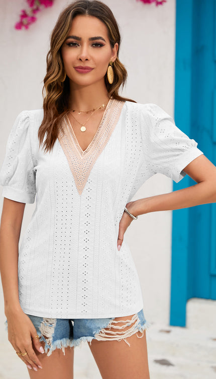 Modish Rustic Chic Eyelet Top