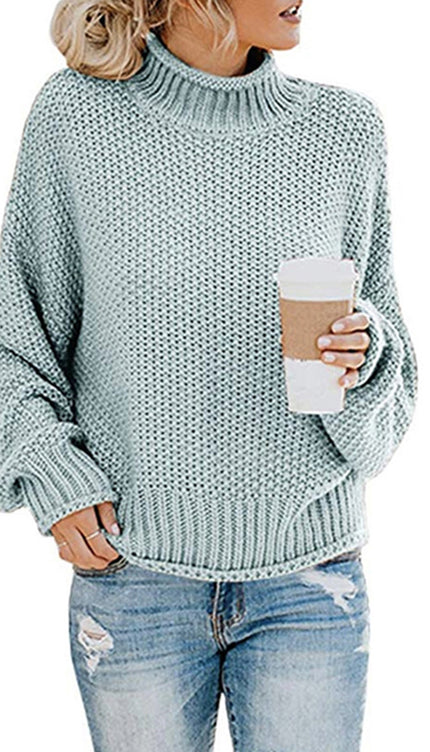 Turtleneck Dropped Shoulder Sweater