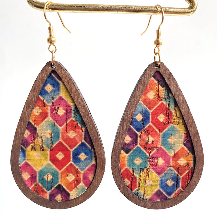 Modish Wood Teardrop Drop Earrings