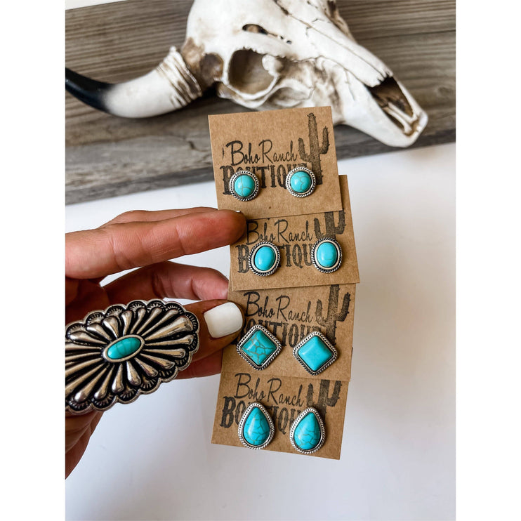 Western Turquoise Stud Earrings