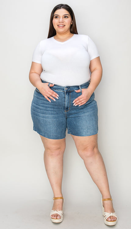 Judy Blue Full Size High Waist Slim Denim Shorts-Modish