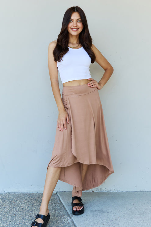 Ninexis First Choice High Waisted Flare Maxi Skirt in Camel-Modish