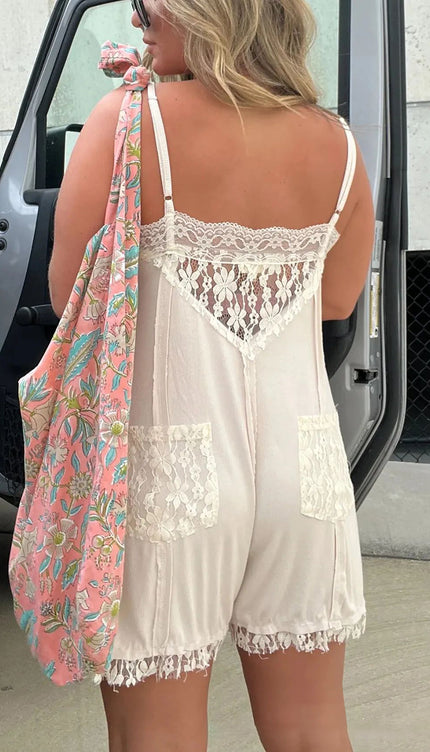 Modish Lace Spaghetti Strap Romper