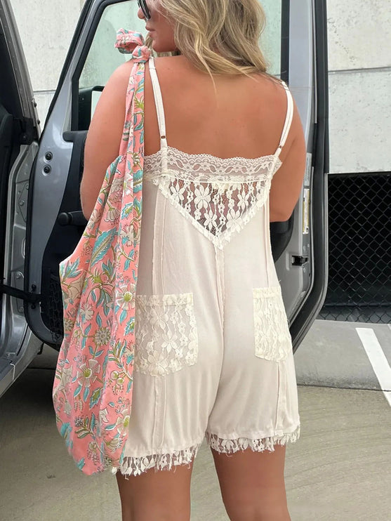 Modish Lace Spaghetti Strap Romper