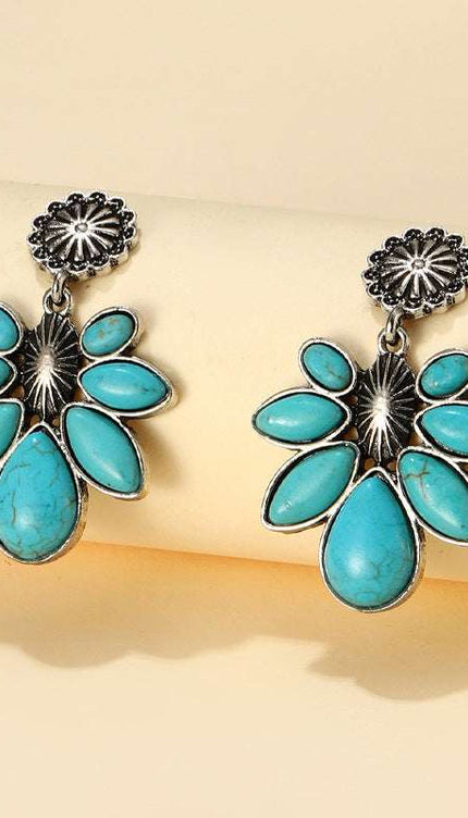 Artificial Turquoise Flower Earrings