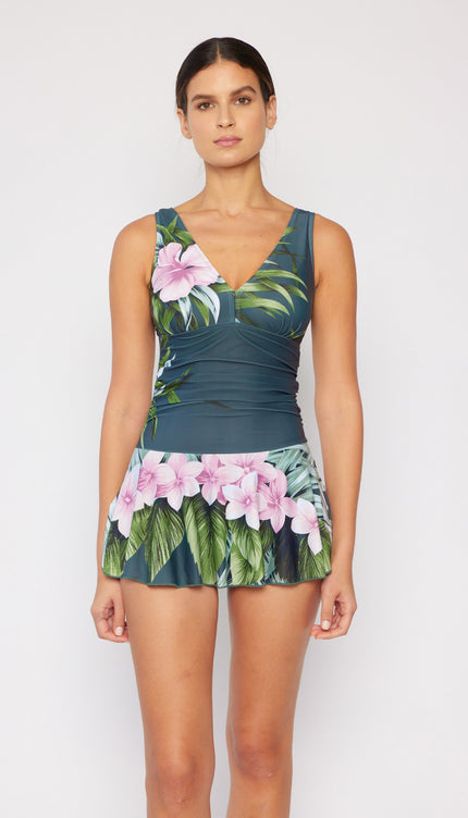 Marina West Swim Full Size Clear Waters Swim Dress in Aloha Forest-Modish