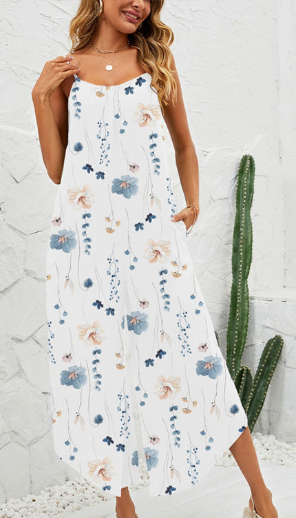 Printed Scoop Neck Wide Leg Jumpsuit