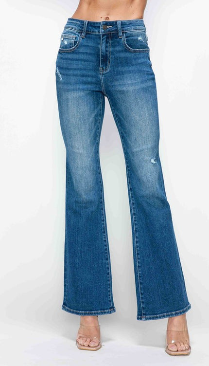 bytos Full Size High Rise Bootcut Jeans with Pockets