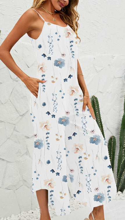 Printed Scoop Neck Wide Leg Jumpsuit