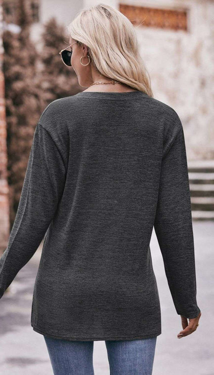 Mandy Notched Neck Long Sleeve Top