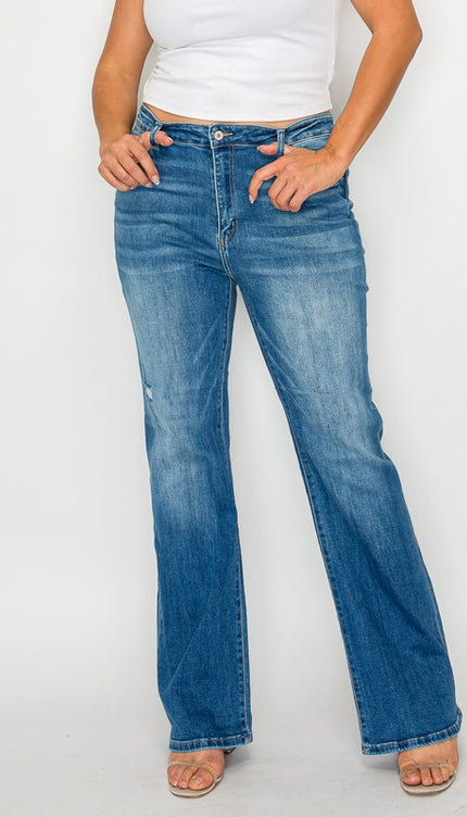 bytos Full Size Distressed High Rise Jeans with Pockets