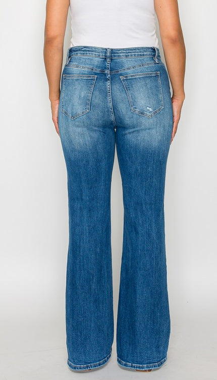 bytos Full Size Distressed High Rise Jeans with Pockets