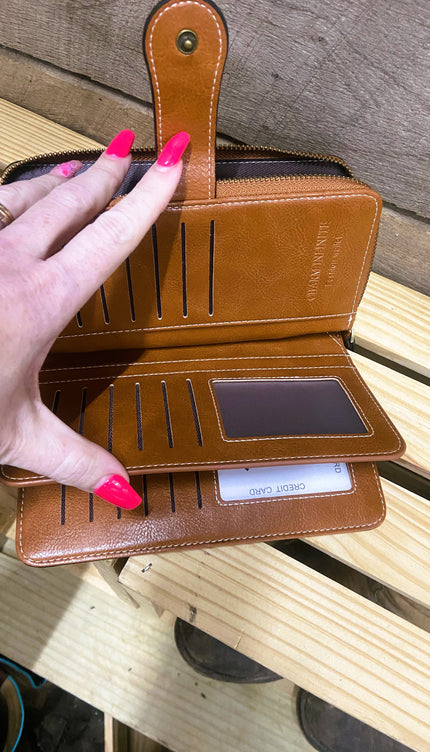 Leather Womens Wallet Wristlet RFID Protected