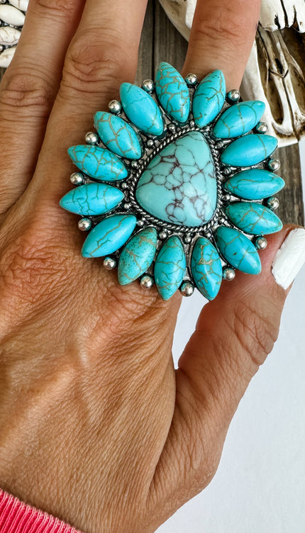 Western Natural Stone Oversized Statement Big Ring