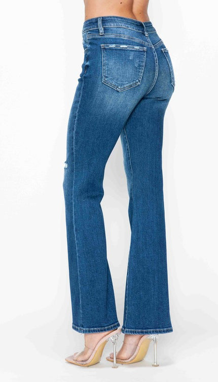 bytos Full Size High Rise Bootcut Jeans with Pockets